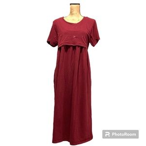 Samaya Maternity breastfeeding dress, Maxi dress, XL, burgundy, India